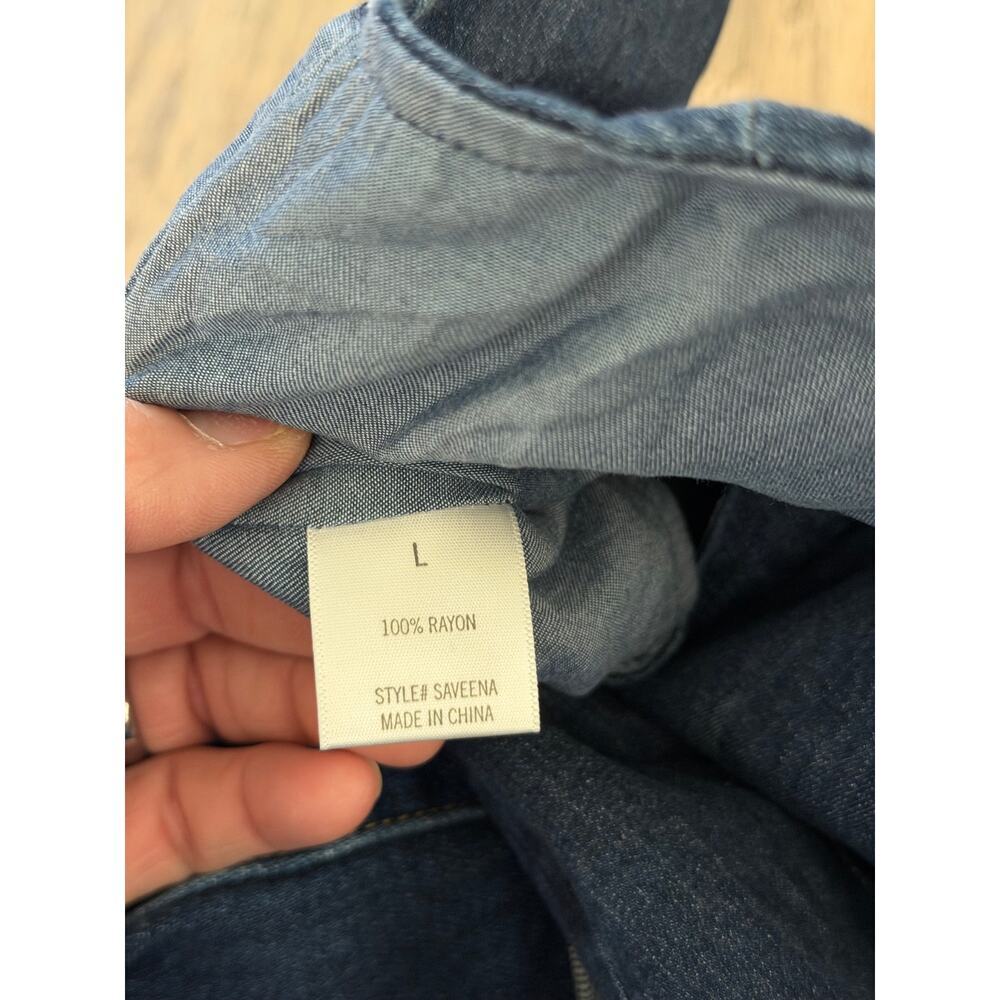 Mi Ami Corset Crop Top Saveena Size Large Navy Denim Square Neck Back Zip - Picture 5 of 7